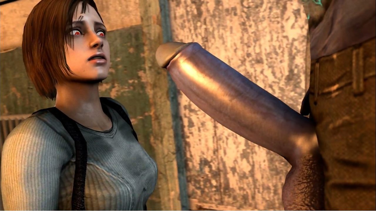 Resident Evil Girl Gets On Her Knees And Chokes On Monster Zombie Cock